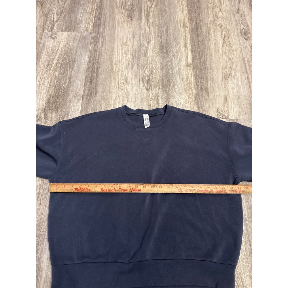 Spanx AirEssentials Dark Storm Blue Grey Crew Neck Sweatshirt Womens Large - Picture 6 of 7